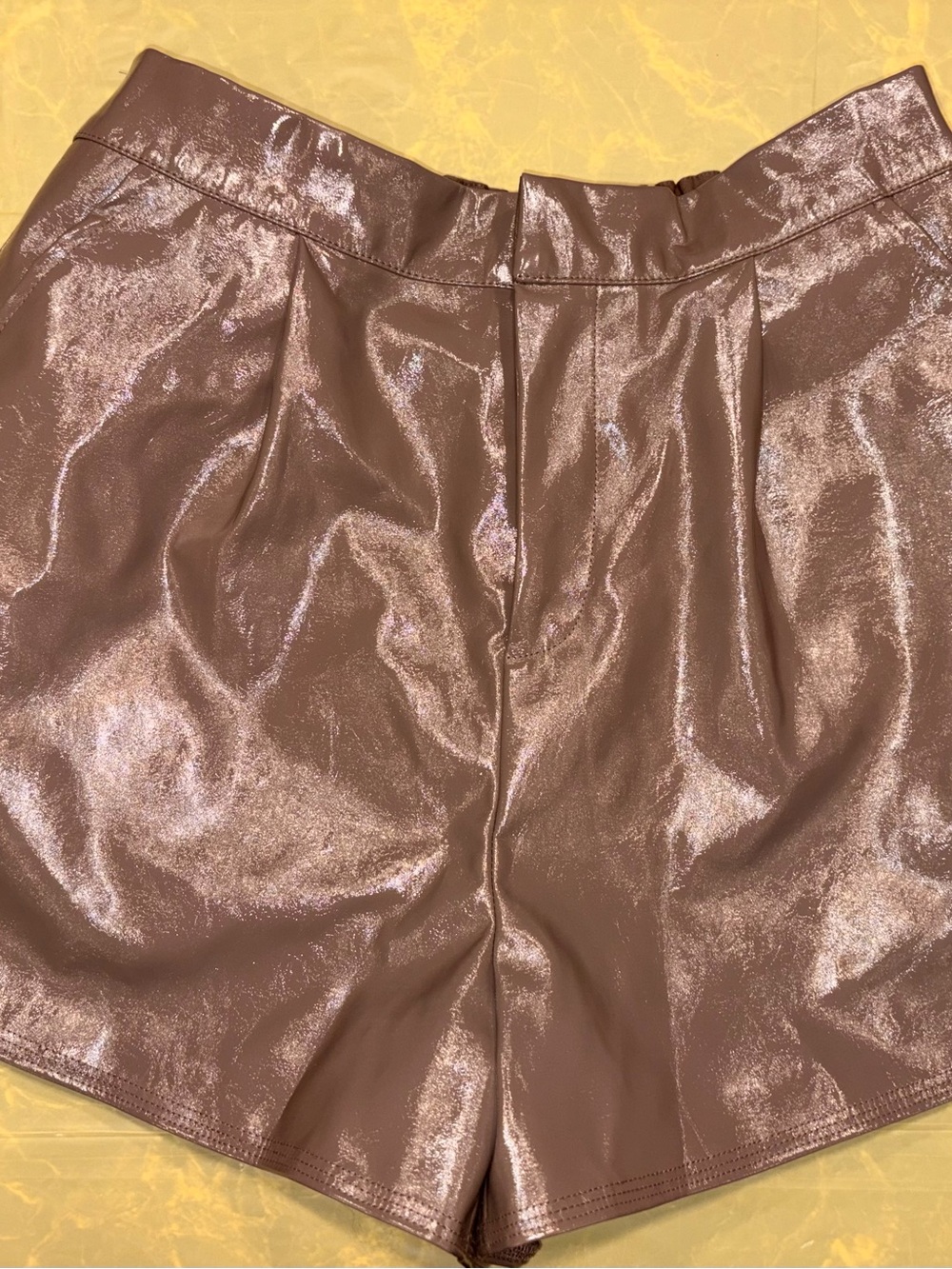 GREY LAB Metallic Brown High-Waist Women's Shorts